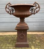 XXL gietijzeren vaas met zuil tuinvaas bloempot met oren, Verzenden, Zo goed als nieuw