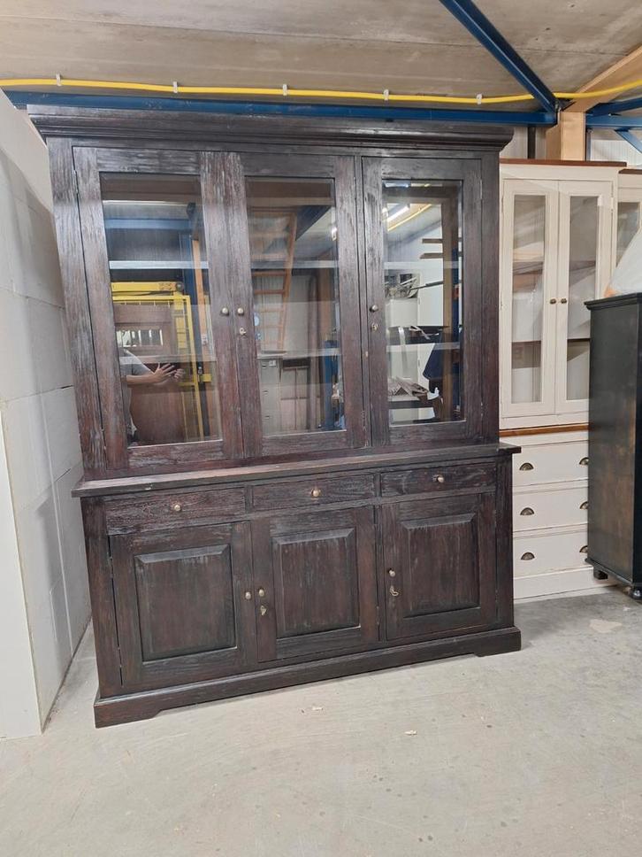 Teakhouten buffetkast, kast, vitrinekast, apothekerskast, Huis en Inrichting, Kasten | Buffetkasten, Gebruikt, 150 tot 200 cm