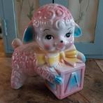 Vintage spaarpot lammetje keramisch roze, Ophalen of Verzenden