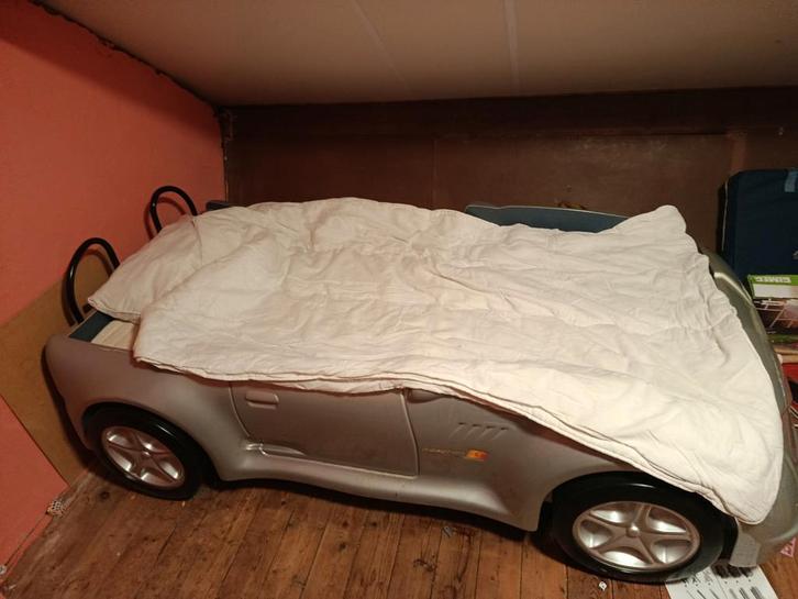 Stoere auto bed merk Auping, Huis en Inrichting, Slaapkamer | Bedden, Zo goed als nieuw, Eenpersoons, 90 cm, 200 cm, Hout, Grijs