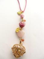 roze zwangerschapsketting met gouden hart bola, Sieraden, Tassen en Uiterlijk, Kettingen, Ophalen of Verzenden, Nieuw, Roze, Steen of Mineraal