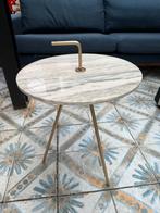 Natuursteen Bijzettafel - Goudkleurige Poten, Huis en Inrichting, Tafels | Bijzettafels, Ophalen, Minder dan 55 cm, Rond, Zo goed als nieuw