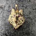 14 karaats gouden hanger wolf kop model, Ophalen of Verzenden, Zo goed als nieuw, Kruis of Symbool, Goud