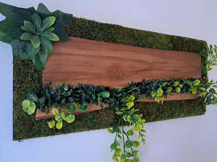 Wanddecoratie van mos, eikenhout en kunstplanten, Huis en Inrichting, Woonaccessoires | Wanddecoraties, Nieuw, Ophalen