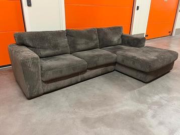 ✅️Mooie grijze ribstof loungebank 🚚GRATIS LEVERING beschikbaar voor biedingen