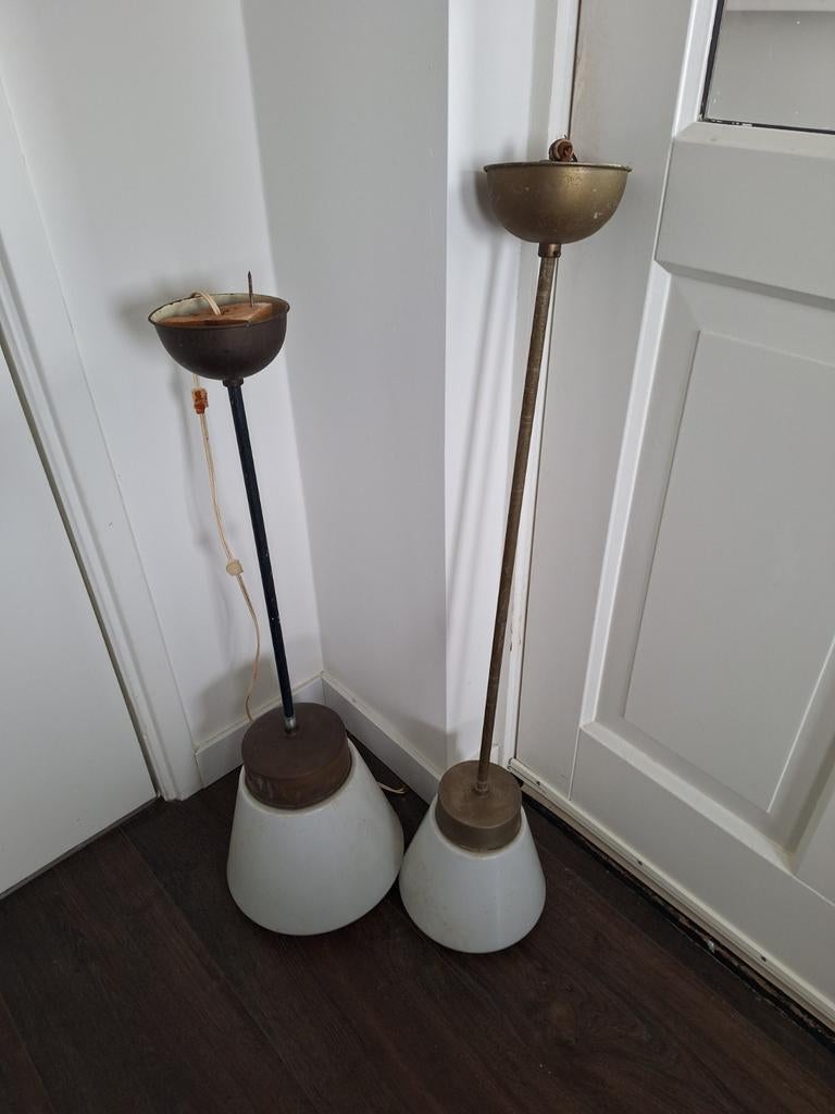 Art Deco Hanglampen Jaren 30, Huis en Inrichting, Ophalen, Gebruikt, Glas, Minder dan 50 cm