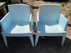 Twee tuinstoeltjes, kunststof lichtblauw, Tuin en Terras, Tuinstoelen, Ophalen, Gebruikt, Kunststof