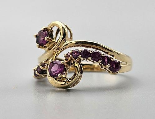 Gouden Vintage ring met edelsteen toermalijn. 2024/188., Sieraden, Tassen en Uiterlijk, Ringen, Zo goed als nieuw, Dame, 17 tot 18