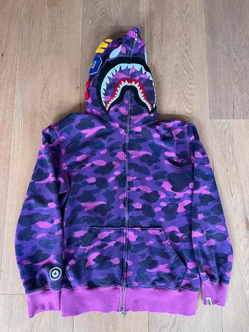 BAPE Shark Hoodie Purple Camo Full Zip Authentic Bape beschikbaar voor biedingen