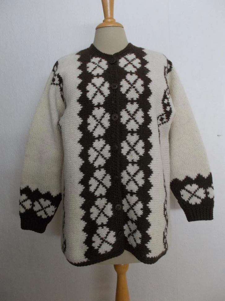 Handgemaakt folkore/Noors look vest! L, Kleding | Dames, Truien en Vesten, Zo goed als nieuw, Maat 42/44 (L), Bruin, Verzenden