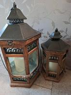 2 mooie houten lantaarns, Ophalen of Verzenden, Hout, Minder dan 25 cm