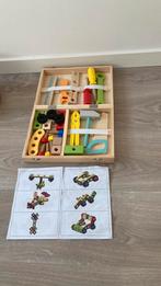 Gereedschapskoffer constructiespeelgoed met voorbeelden, Kinderen en Baby's, Speelgoed | Houten speelgoed, Ophalen of Verzenden