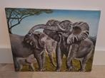 canvas schilderij olifanten 46 x 36, Huis en Inrichting, Woonaccessoires | Schilderijen, Tekeningen en Foto's, Schilderij, Ophalen of Verzenden