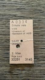 Oud treinkaartje, Hilversum of Sportpark of NOS - Diemen, Verzamelen, Spoorwegen en Tramwegen, Overige typen, Gebruikt, Ophalen of Verzenden