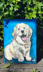 Schilderij van een Golden Retriever Puppy, Antiek en Kunst, Ophalen of Verzenden