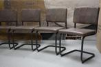 5 x eetkamerstoel sledestoel NELSON Jess design metaal leer, Huis en Inrichting, Stoelen, Ophalen, Gebruikt, Metaal, Vijf, Zes of meer stoelen