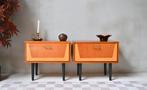 Vintage set nachtkastjes jaren 50, Minder dan 45 cm, Vintage, Vintage, Zo goed als nieuw