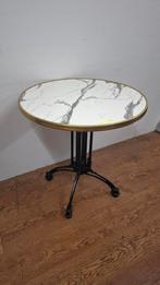 14 terras bistro tafels met messing ring frans cafe parijs, Rond, Ophalen of Verzenden, Zo goed als nieuw, 60 cm of meer