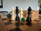 Houten dambord-schaakbord damstenen ,schaakstukken, Ophalen of Verzenden, Gebruikt