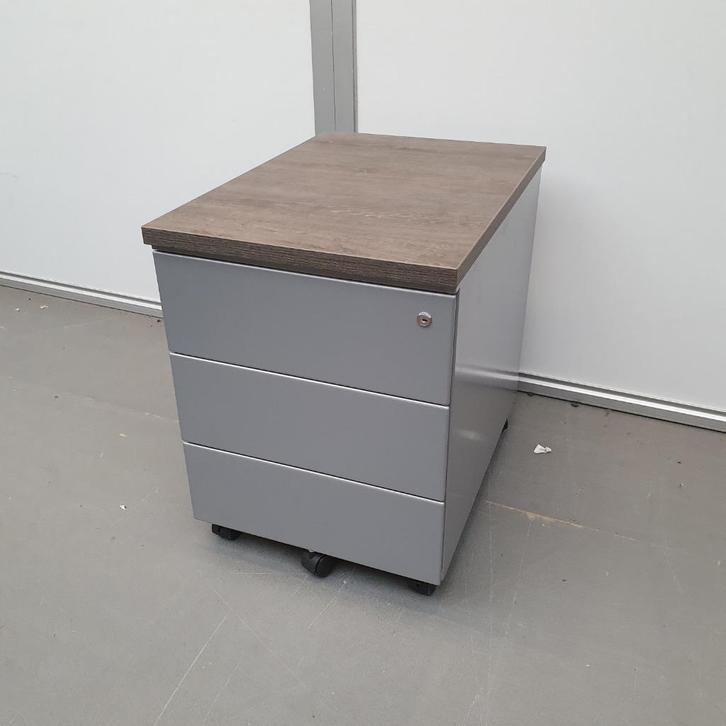NIEUW ladekast aluminium antraciet eiken topblad - 56x43x60, Huis en Inrichting, Kasten | Ladekasten, Nieuw, Minder dan 100 cm