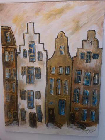 Schilderij Amsterdamse huisjes 50x70 beschikbaar voor biedingen