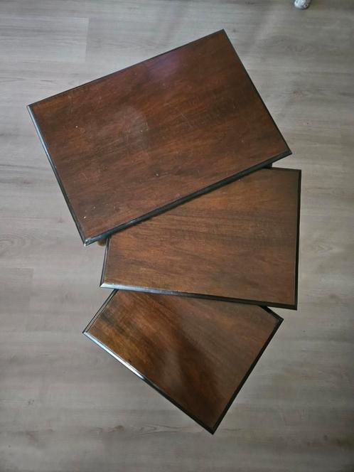 Klassieke 3 tafel combinatie, Huis en Inrichting, Tafels | Bijzettafels, Zo goed als nieuw, Rechthoekig, 75 cm of meer, Hout, Ophalen
