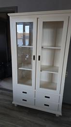 Witte buffetkast met glazen deuren en lades, 100 tot 150 cm, Glas, Ophalen of Verzenden, 150 tot 200 cm