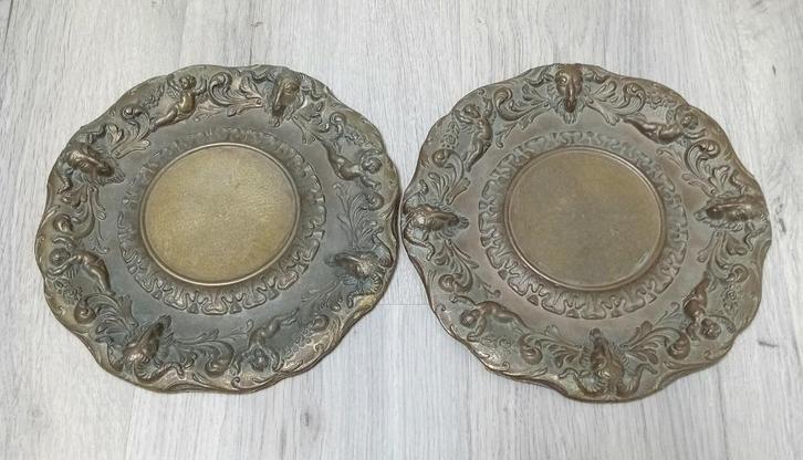 sierlijk bord, dienblad met rammen en engeltjes, set van 2, Antiek en Kunst, Curiosa en Brocante, Ophalen of Verzenden