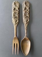 vintage bronzen vork en lepel 27 cm lang brons Frankrijk, Antiek en Kunst, Ophalen of Verzenden