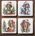 Teckel Kerst onderzetters met houder, Verzenden, Nieuw, Glas of Kopje