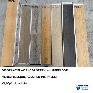  Rest Partij Visgraat Pvc Plak €1,00p/m2 | 260m2 voorraad  beschikbaar voor biedingen