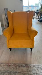 Comfortabele Zonnegele oor fauteuil stof velours, Huis en Inrichting, Fauteuils, Ophalen, Minder dan 75 cm, Past in elk interieur