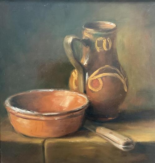 Fred Smoolenaers (1951) - Stilleven met steengoed (1978), Antiek en Kunst, Kunst | Schilderijen | Klassiek, Ophalen of Verzenden
