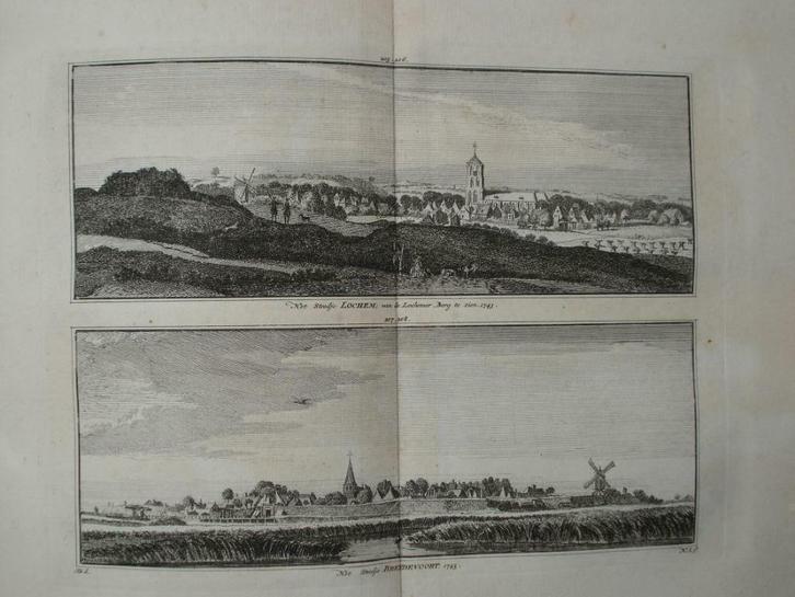 205-208 / Lochem en Bredevoort Kopergravure groot 1750, Antiek en Kunst, Kunst | Etsen en Gravures, Ophalen of Verzenden