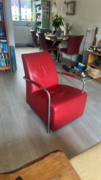 Rode leren stoel, Ophalen of Verzenden, Zo goed als nieuw, 75 tot 100 cm, 50 tot 75 cm