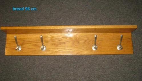 eiken wand kapstok, 4 dubbele kledinghaken, plank er boven, Huis en Inrichting, Woonaccessoires | Kapstokken, Gebruikt, Wandkapstok
