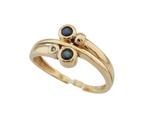 18 karaat Gouden Damesring Ring Diamantje en Saffieren M18.5, Nieuw, Ophalen of Verzenden, Met edelsteen, Dame