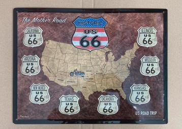 Landkaart usa vs Amerika Route 66 plattegrond wandbord beschikbaar voor biedingen
