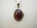 ZILVEREN KETTING MET HANGER VAN JASPIS, Ophalen of Verzenden, Zilver, Ketting, Met edelsteen