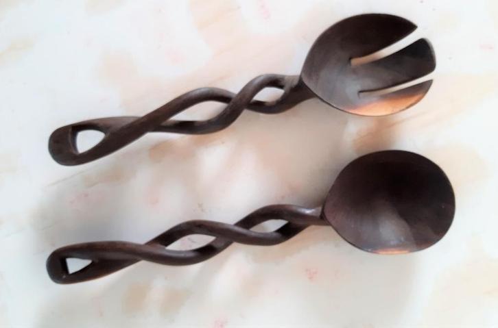 SLACOUVERT MASSIEF TEAKHOUT, Huis en Inrichting, Keuken | Bestek, Zo goed als nieuw, Los bestek, Hout, Ophalen of Verzenden