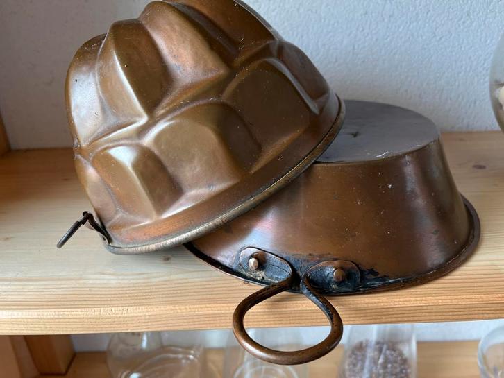 Koperen Pudding en bakvorm Set, Antiek en Kunst, Antiek | Keukenbenodigdheden, Ophalen of Verzenden