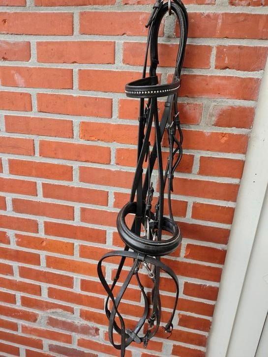 Hoofdstel Full leder extra teugels, Dieren en Toebehoren, Paarden en Pony's | Hoofdstellen en Tuigage, Zo goed als nieuw, Dressuur