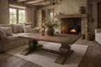 Massief houten salontafel met klooster poten kloostertafel, Huis en Inrichting, Tafels | Salontafels, Ophalen, 100 tot 150 cm