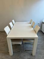 Eettafel met 6 stoelen, Kunststof, Gebruikt, 100 tot 150 cm, Ophalen of Verzenden