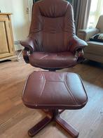 Leren draaistoel met voetenbank, Huis en Inrichting, Stoelen, Ophalen, Gebruikt, Leer, Leer