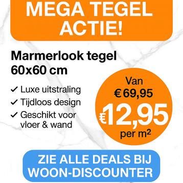  MEGA TEGEL ACTIE – PALLETVERKOOP! 60x60 12,95 pm2 beschikbaar voor biedingen
