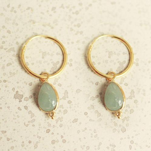 oorbellen met edelsteen goldplated 925, Sieraden, Tassen en Uiterlijk, Oorbellen, Nieuw, Hangers, Zilver, Goud, Met edelsteen