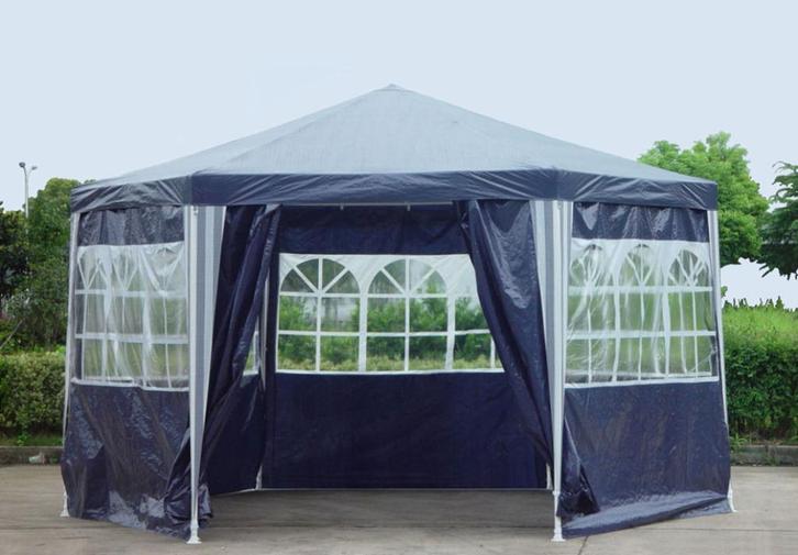 Blauwe 6-Hoekige Prieel - Pagode - Partytent - Prieel.Nieuw, Tuin en Terras, Partytenten, Nieuw, Partytent, Ophalen of Verzenden