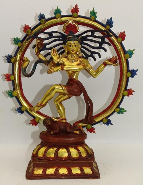 Goldface Rad van Shiva Nataraja uniek zeldzaam koper beeld, Verzamelen, Religie, Gebruikt, Hindoeïsme, Beeld(je), Ophalen of Verzenden