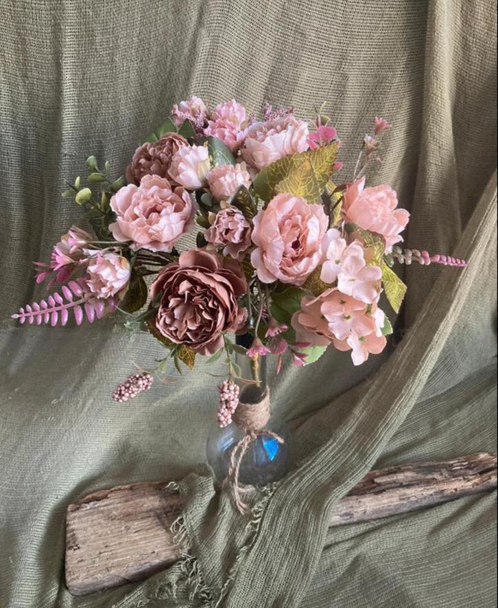 Boeket 'Calm' - Elegante Relax Uitstraling, Huis en Inrichting, Woonaccessoires | Kunstplanten en Kunstbloemen, Nieuw, Binnen